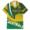 Personalised Matildas Australia Soccer Family Matching Off Shoulder Maxi Dress and Hawaiian Shirt Aboriginal Dot Painting
