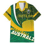 Personalised Matildas Australia Soccer Family Matching Off Shoulder Maxi Dress and Hawaiian Shirt Aboriginal Dot Painting