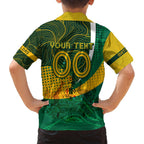 Personalised Matildas Australia Soccer Family Matching Off Shoulder Short Dress and Hawaiian Shirt Aboriginal Dot Painting