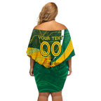 Personalised Matildas Australia Soccer Family Matching Off Shoulder Short Dress and Hawaiian Shirt Aboriginal Dot Painting