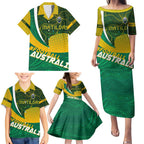 Personalised Matildas Australia Soccer Family Matching Puletasi and Hawaiian Shirt Aboriginal Dot Painting