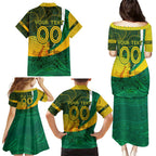 Personalised Matildas Australia Soccer Family Matching Puletasi and Hawaiian Shirt Aboriginal Dot Painting
