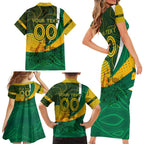 Personalised Matildas Australia Soccer Family Matching Short Sleeve Bodycon Dress and Hawaiian Shirt Aboriginal Dot Painting