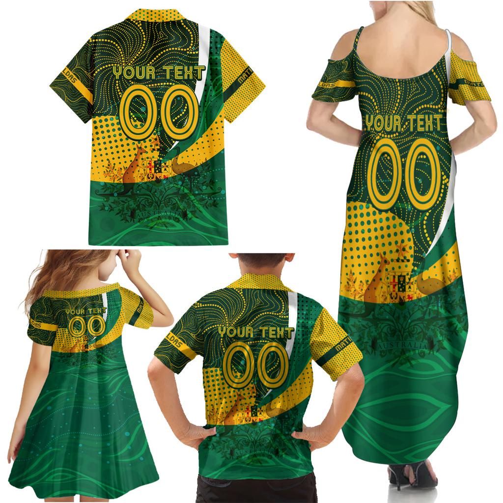 Personalised Matildas Australia Soccer Family Matching Summer Maxi Dress and Hawaiian Shirt Aboriginal Dot Painting