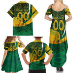 Personalised Matildas Australia Soccer Family Matching Summer Maxi Dress and Hawaiian Shirt Aboriginal Dot Painting