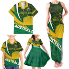 Personalised Matildas Australia Soccer Family Matching Tank Maxi Dress and Hawaiian Shirt Aboriginal Dot Painting