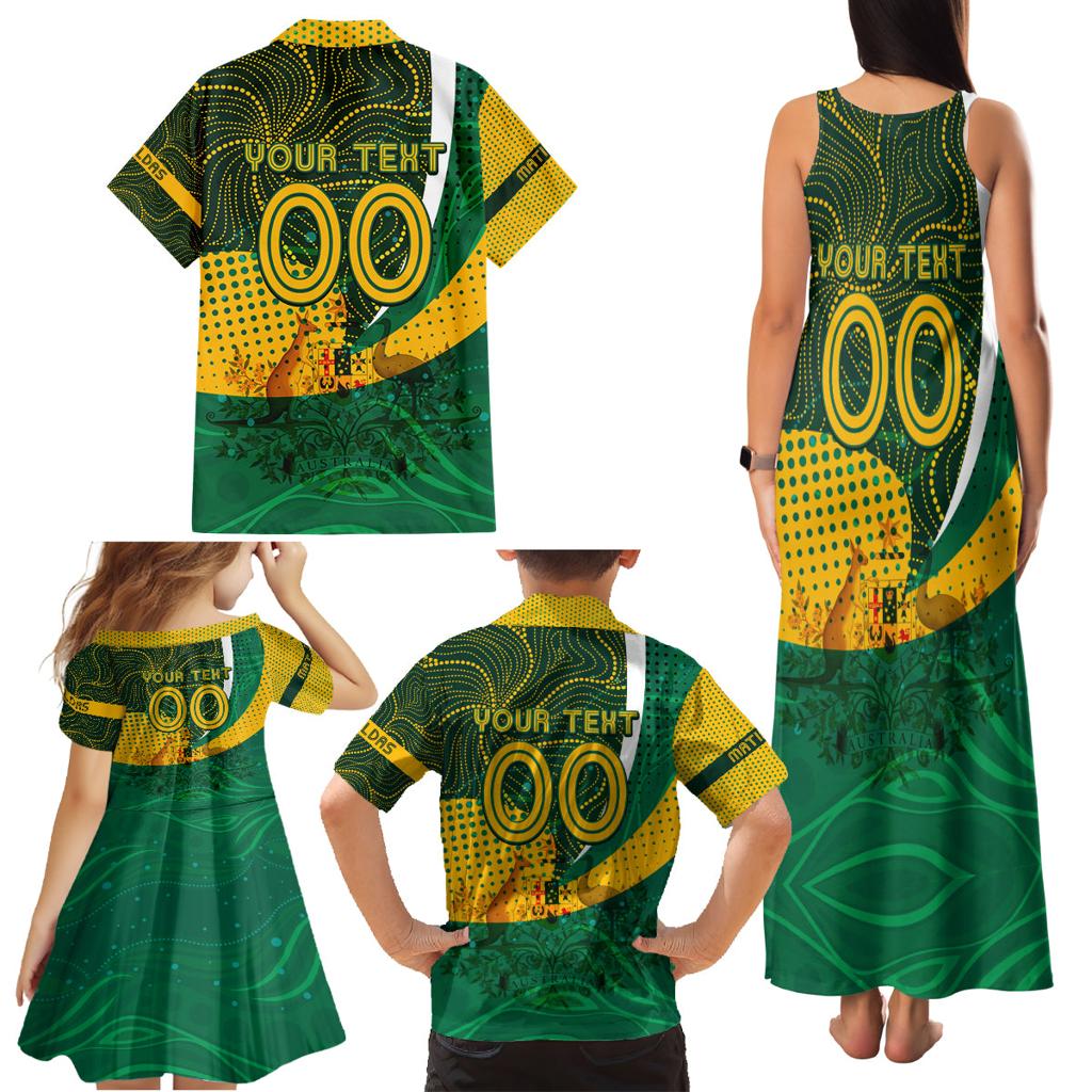 Personalised Matildas Australia Soccer Family Matching Tank Maxi Dress and Hawaiian Shirt Aboriginal Dot Painting