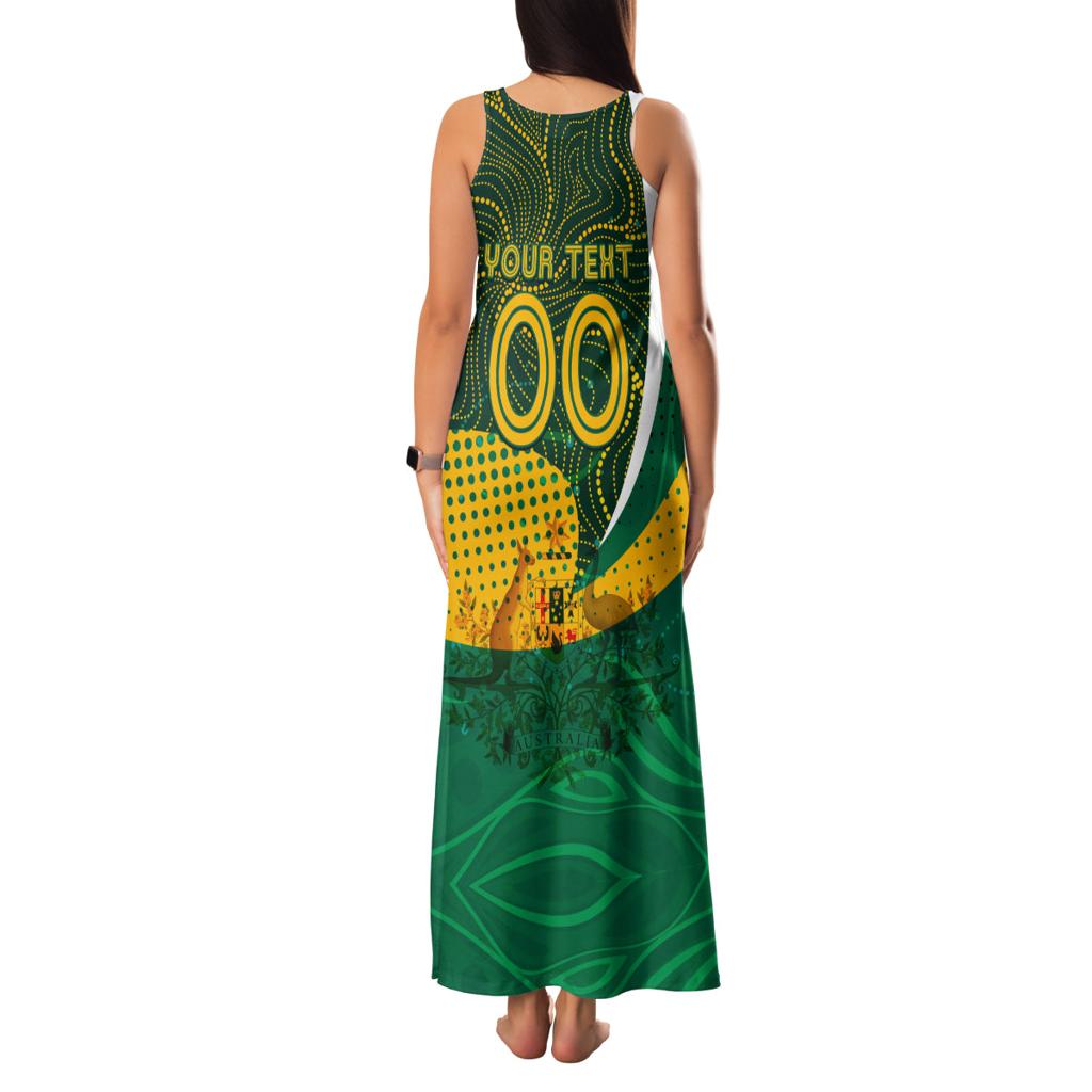 Personalised Matildas Australia Soccer Family Matching Tank Maxi Dress and Hawaiian Shirt Aboriginal Dot Painting