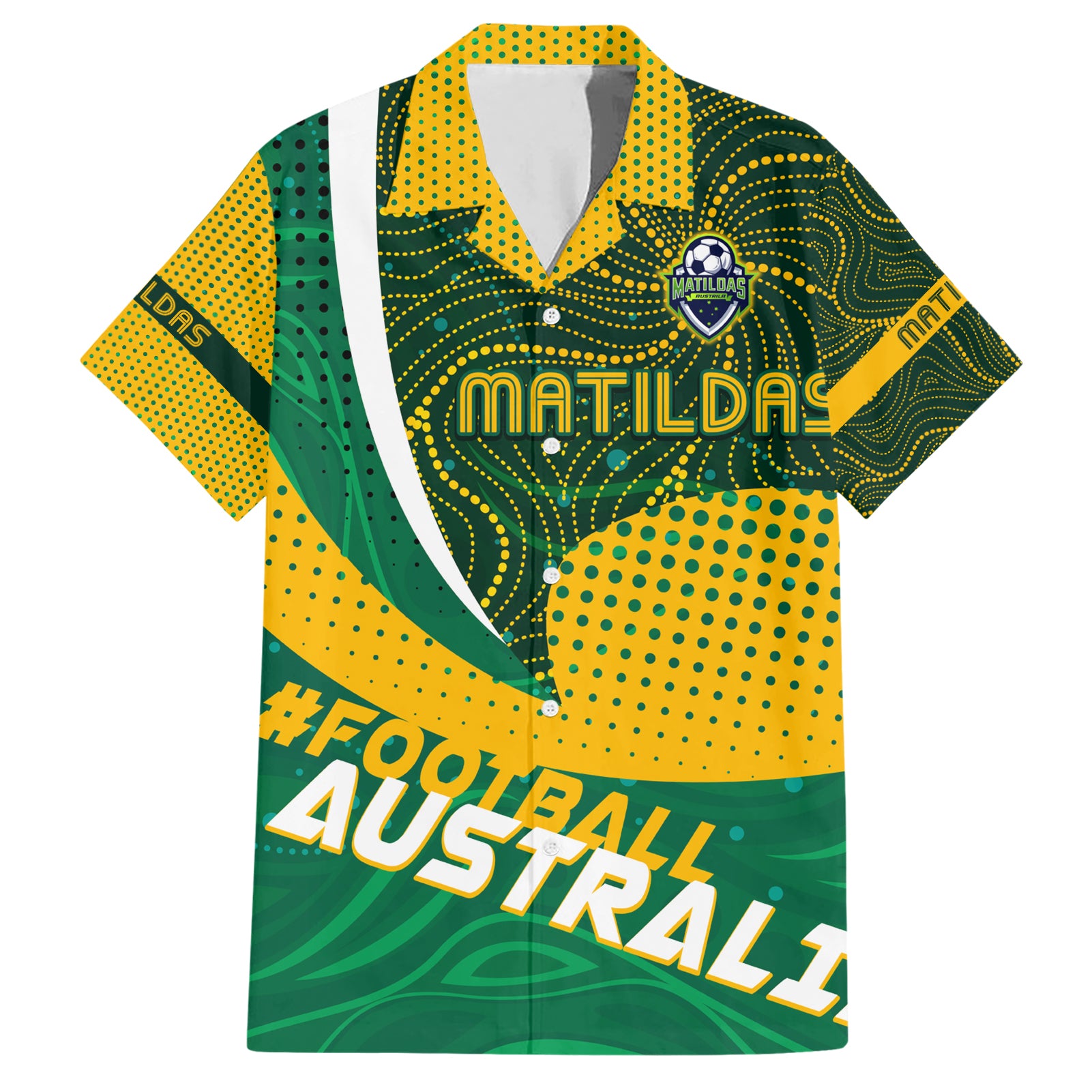 Personalised Matildas Australia Soccer Hawaiian Shirt Aboriginal Dot Painting