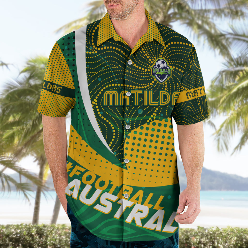 Personalised Matildas Australia Soccer Hawaiian Shirt Aboriginal Dot Painting