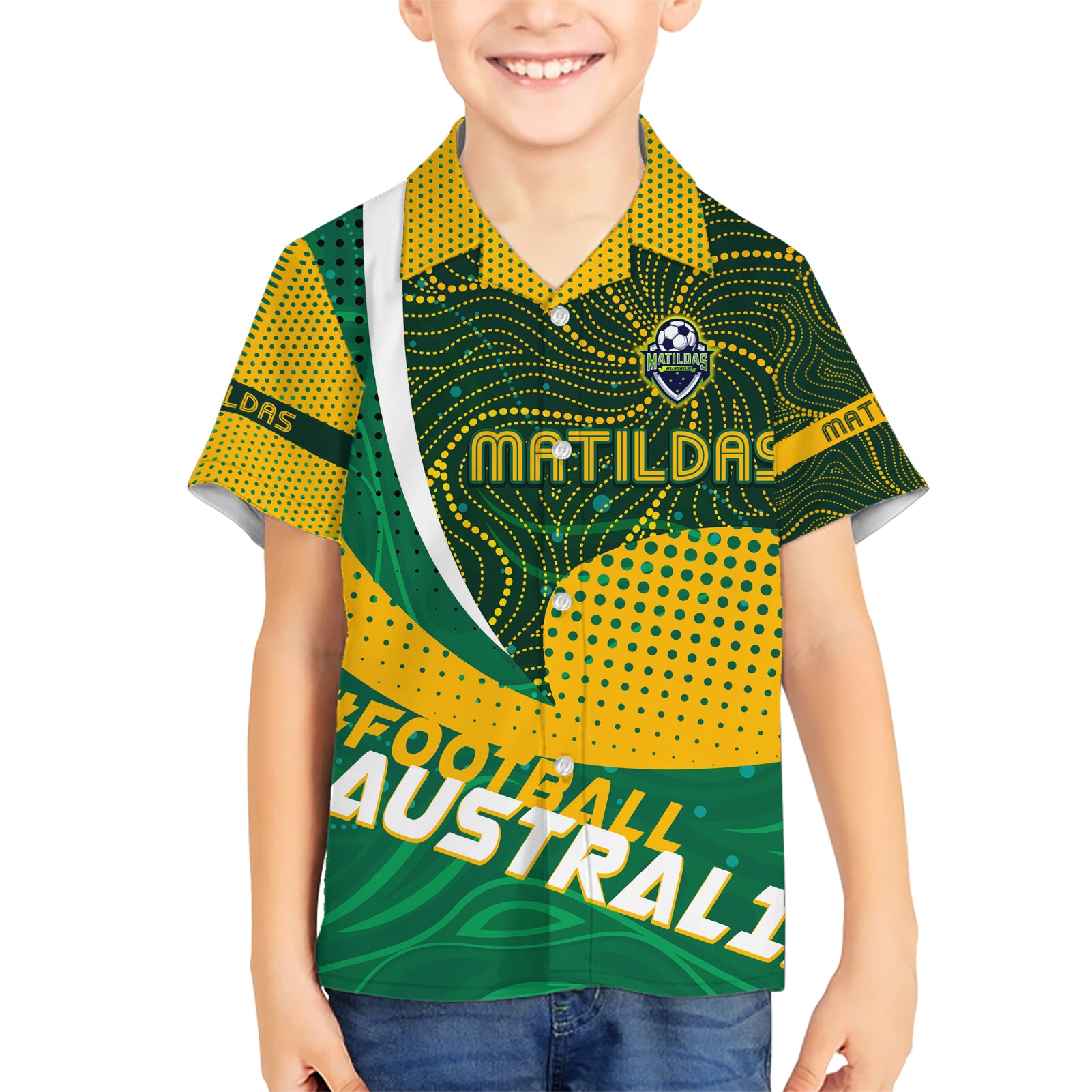 Personalised Matildas Australia Soccer Hawaiian Shirt Aboriginal Dot Painting