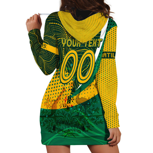 Personalised Matildas Australia Soccer Hoodie Dress Aboriginal Dot Painting