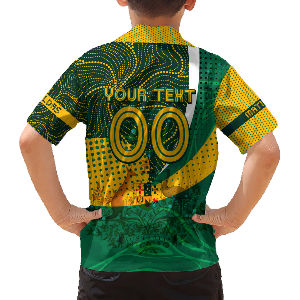 Personalised Matildas Australia Soccer Kid Hawaiian Shirt Aboriginal Dot Painting