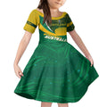 Personalised Matildas Australia Soccer Kid Short Sleeve Dress Aboriginal Dot Painting