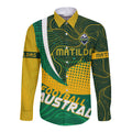 Personalised Matildas Australia Soccer Long Sleeve Button Shirt Aboriginal Dot Painting