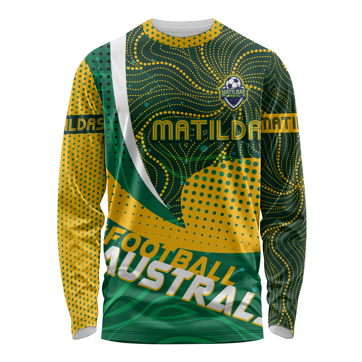 Personalised Matildas Australia Soccer Long Sleeve Shirt Aboriginal Dot Painting