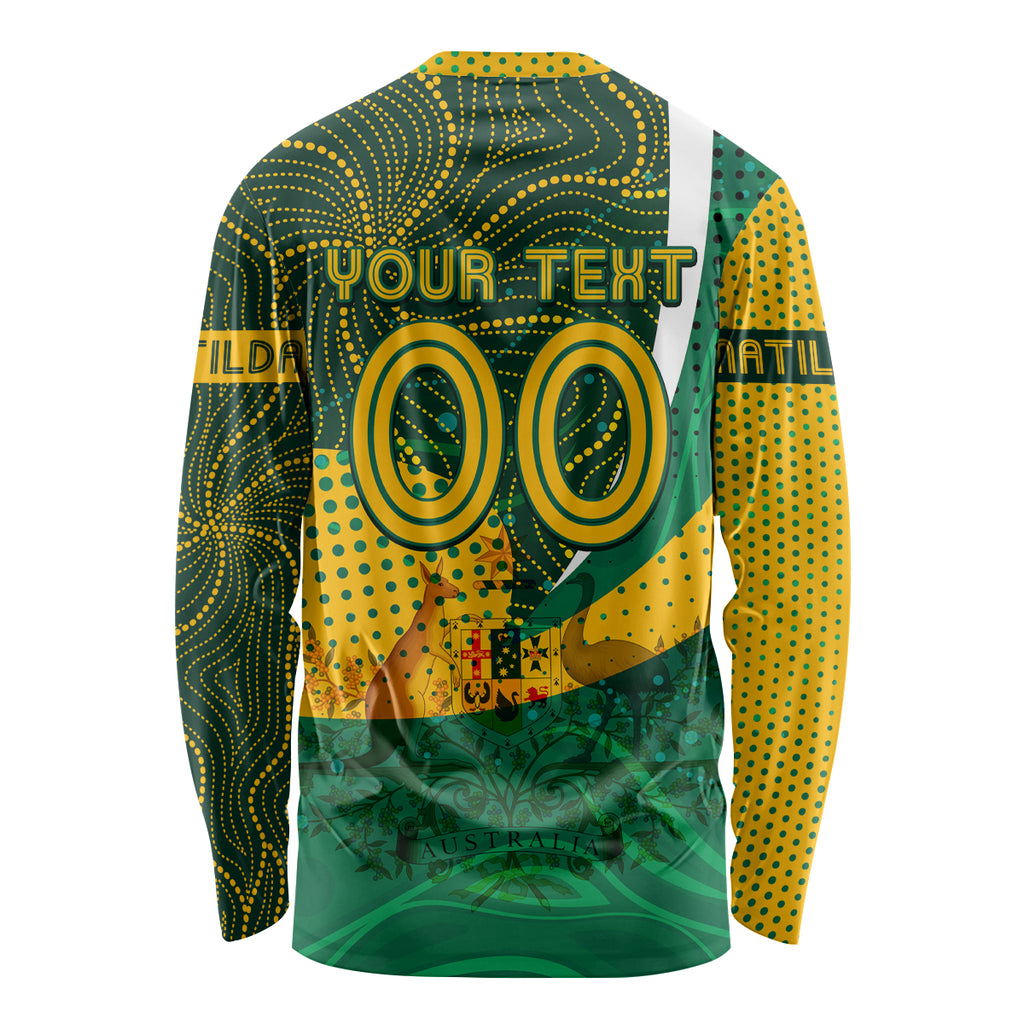 Personalised Matildas Australia Soccer Long Sleeve Shirt Aboriginal Dot Painting