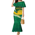 Personalised Matildas Australia Soccer Mermaid Dress Aboriginal Dot Painting