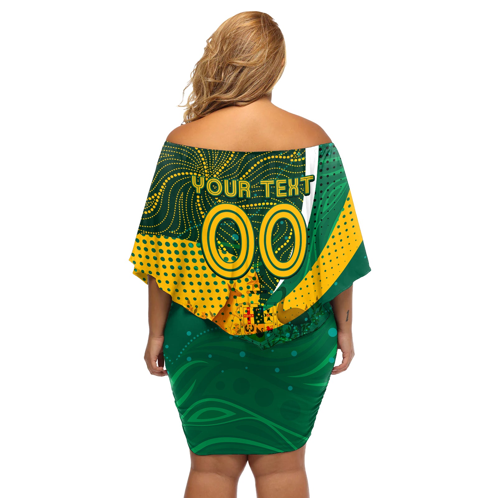 Personalised Matildas Australia Soccer Off Shoulder Short Dress Aboriginal Dot Painting