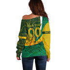 Personalised Matildas Australia Soccer Off Shoulder Sweater Aboriginal Dot Painting