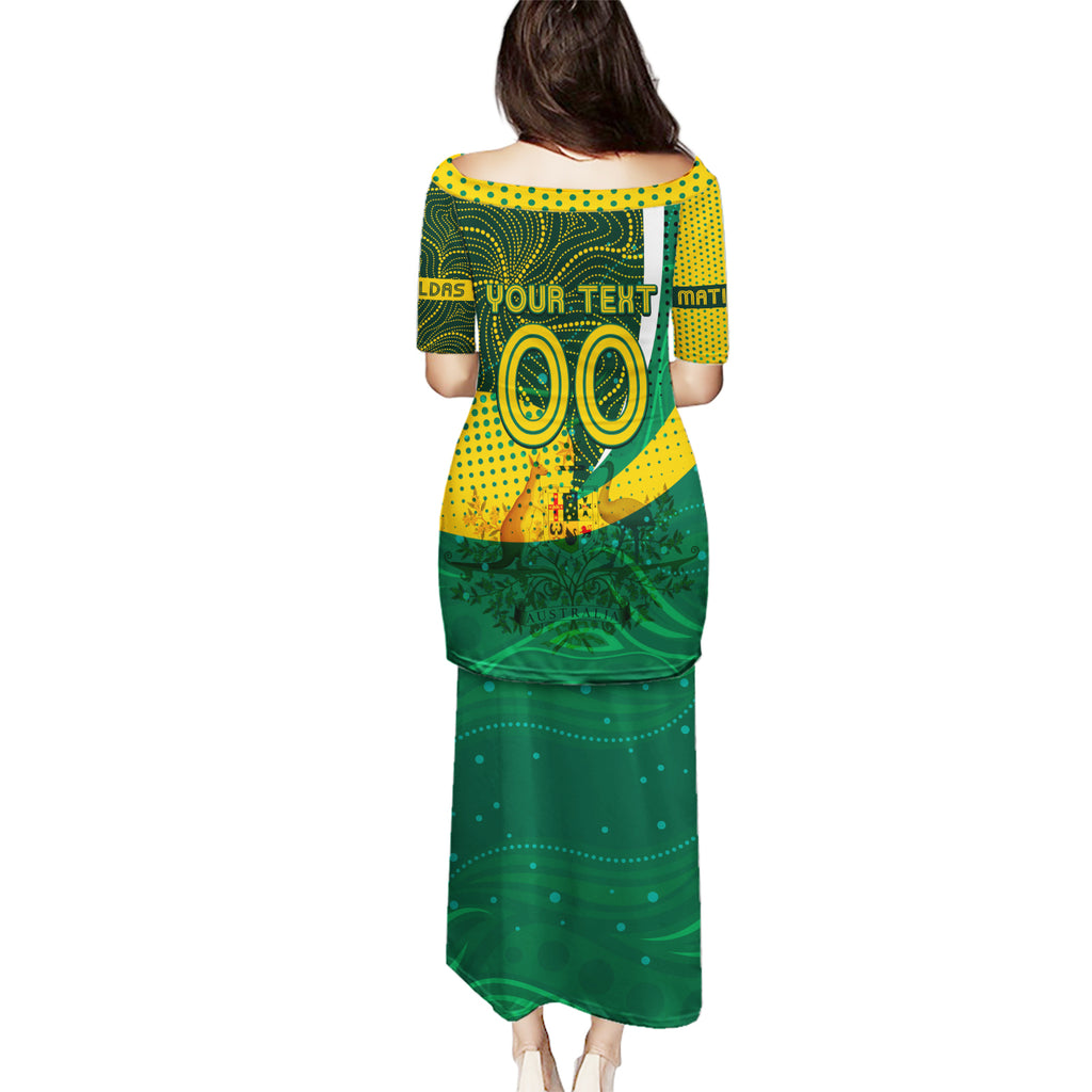 Personalised Matildas Australia Soccer Puletasi Aboriginal Dot Painting