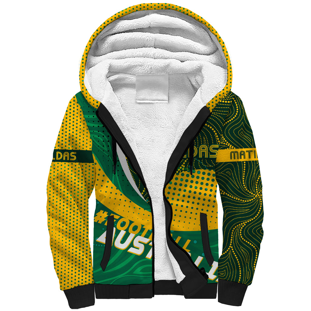 Personalised Matildas Australia Soccer Sherpa Hoodie Aboriginal Dot Painting