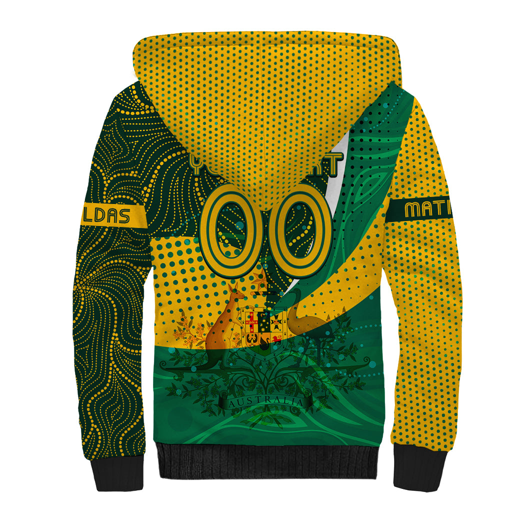 Personalised Matildas Australia Soccer Sherpa Hoodie Aboriginal Dot Painting