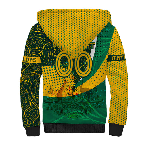 Personalised Matildas Australia Soccer Sherpa Hoodie Aboriginal Dot Painting