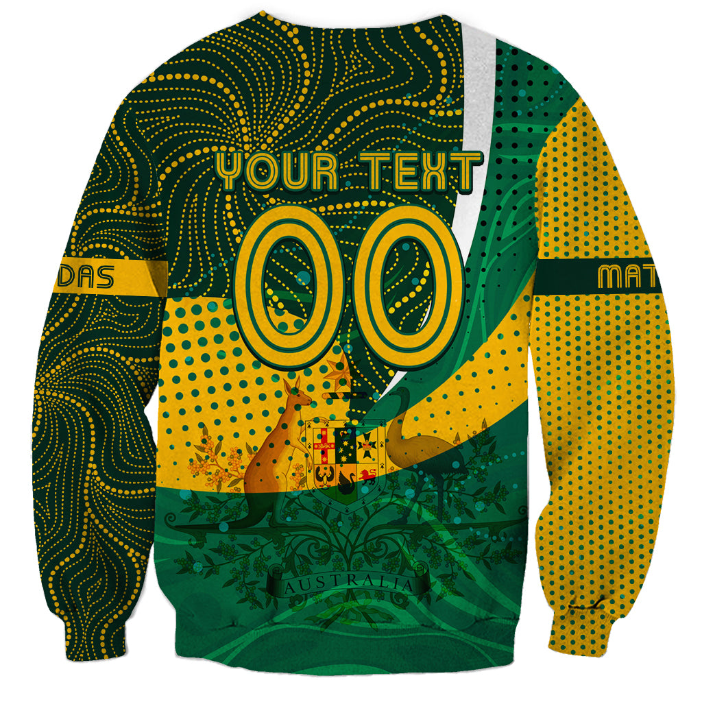 Personalised Matildas Australia Soccer Sweatshirt Aboriginal Dot Painting