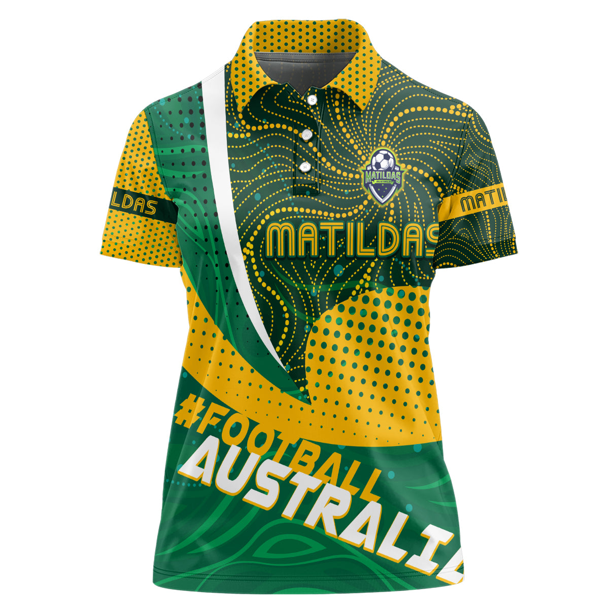 Personalised Matildas Australia Soccer Women Polo Shirt Aboriginal Dot Painting