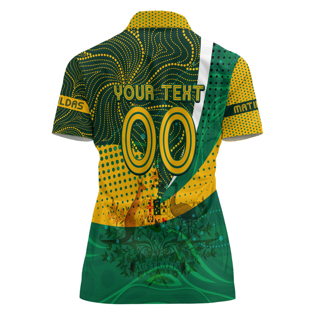Personalised Matildas Australia Soccer Women Polo Shirt Aboriginal Dot Painting