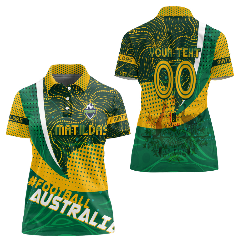 Personalised Matildas Australia Soccer Women Polo Shirt Aboriginal Dot Painting