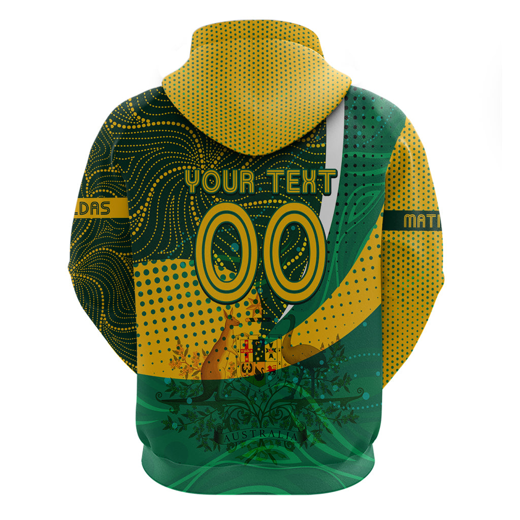 Personalised Matildas Australia Soccer Zip Hoodie Aboriginal Dot Painting