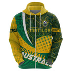 Personalised Matildas Australia Soccer Zip Hoodie Aboriginal Dot Painting