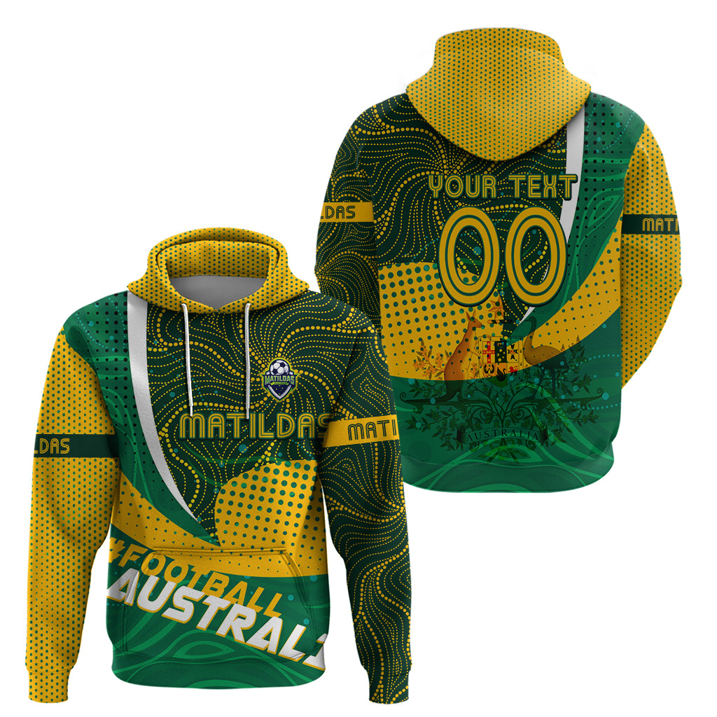 Personalised Matildas Australia Soccer Zip Hoodie Aboriginal Dot Painting