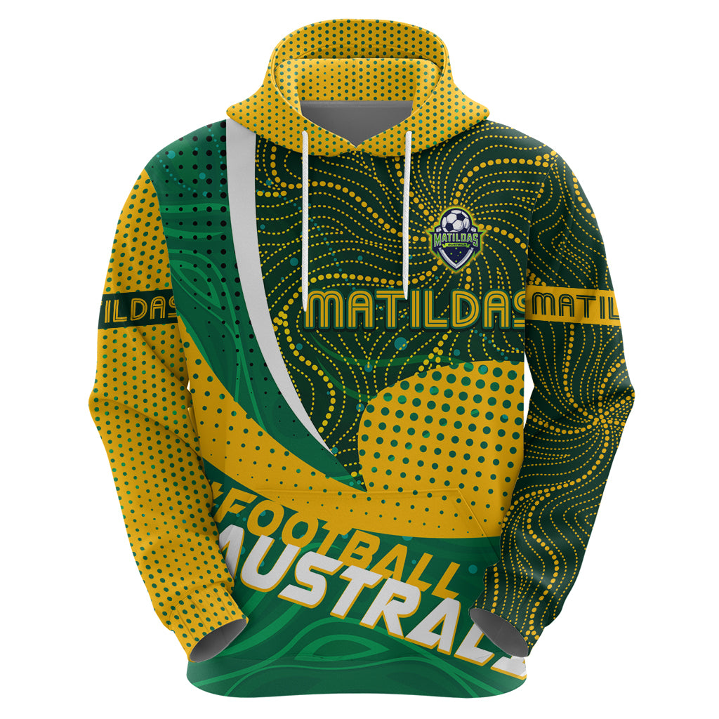 Personalised Matildas Australia Soccer Zip Hoodie Aboriginal Dot Painting