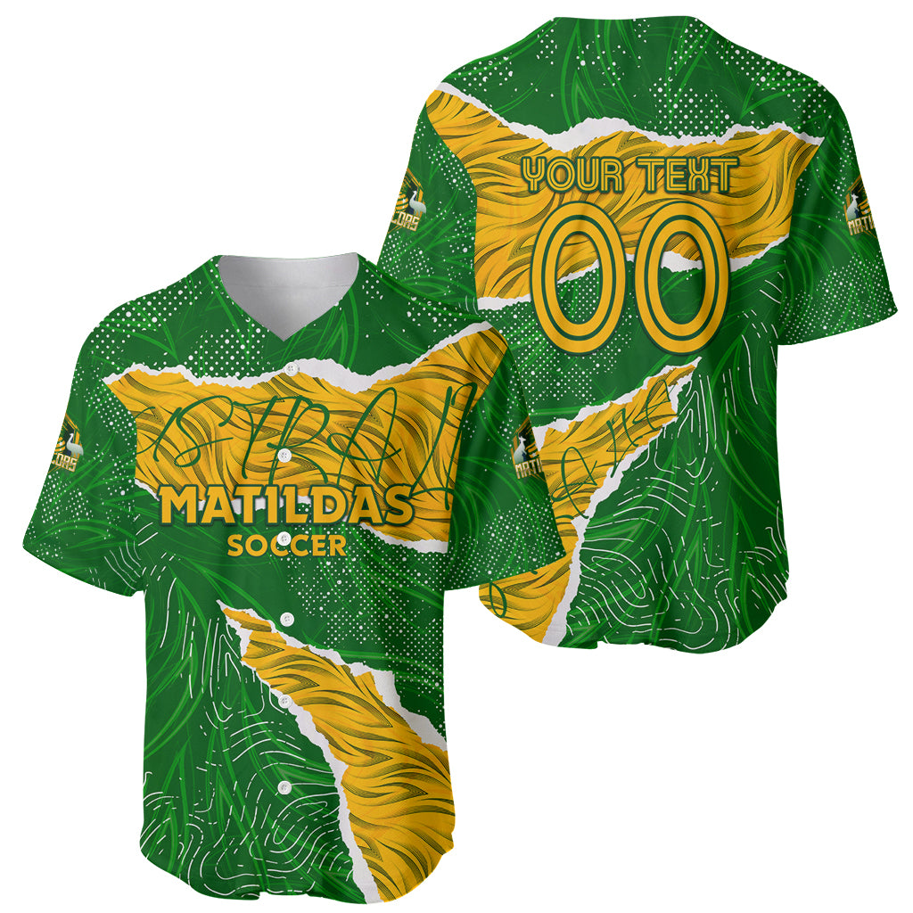 Personalised Matildas Baseball Jersey Australia Soccer Fingerprint