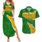Personalised Matildas Couples Matching Summer Maxi Dress and Hawaiian Shirt Australia Soccer Fingerprint