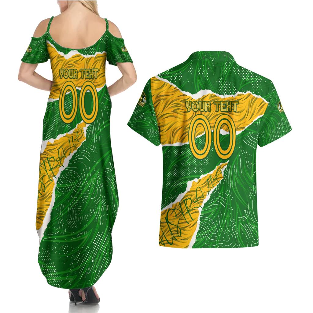 Personalised Matildas Couples Matching Summer Maxi Dress and Hawaiian Shirt Australia Soccer Fingerprint