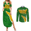Personalised Matildas Couples Matching Summer Maxi Dress and Long Sleeve Button Shirt Australia Soccer Fingerprint