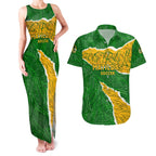 Personalised Matildas Couples Matching Tank Maxi Dress and Hawaiian Shirt Australia Soccer Fingerprint