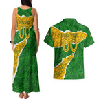 Personalised Matildas Couples Matching Tank Maxi Dress and Hawaiian Shirt Australia Soccer Fingerprint