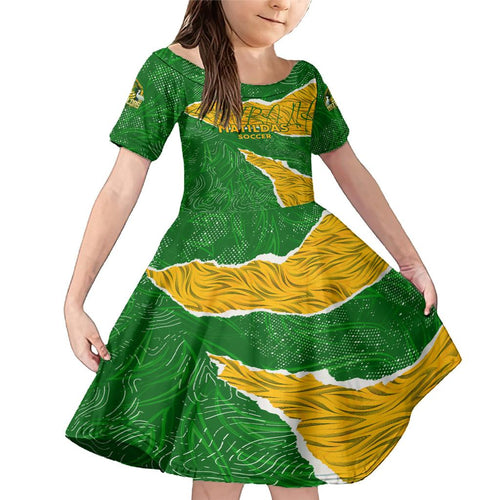 Personalised Matildas Family Matching Mermaid Dress and Hawaiian Shirt Australia Soccer Fingerprint