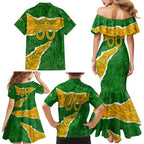Personalised Matildas Family Matching Mermaid Dress and Hawaiian Shirt Australia Soccer Fingerprint