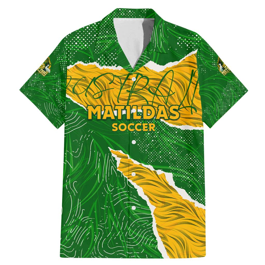 Personalised Matildas Family Matching Mermaid Dress and Hawaiian Shirt Australia Soccer Fingerprint