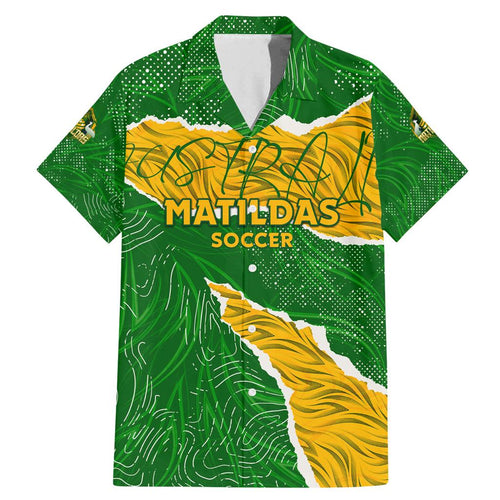 Personalised Matildas Family Matching Mermaid Dress and Hawaiian Shirt Australia Soccer Fingerprint