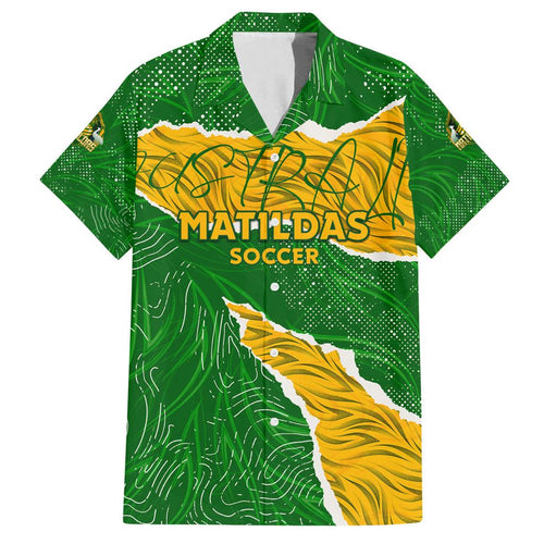 Personalised Matildas Family Matching Off Shoulder Maxi Dress and Hawaiian Shirt Australia Soccer Fingerprint