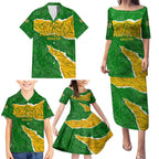 Personalised Matildas Family Matching Puletasi and Hawaiian Shirt Australia Soccer Fingerprint