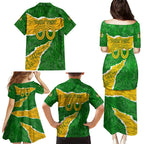 Personalised Matildas Family Matching Puletasi and Hawaiian Shirt Australia Soccer Fingerprint