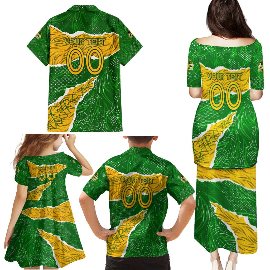 Personalised Matildas Family Matching Puletasi and Hawaiian Shirt Australia Soccer Fingerprint